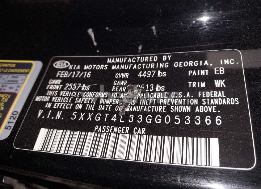 Photo 9 of 2016 Kia Optima LX (VIN 5XXGT4L33GG053366)