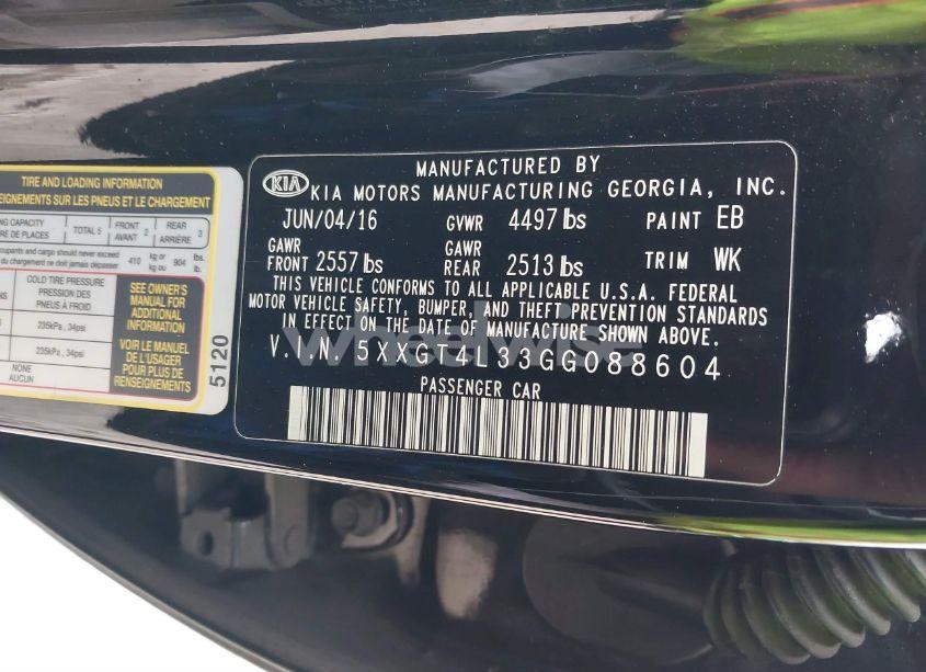 Photo 9 of 2016 Kia Optima LX (VIN 5XXGT4L33GG088604)