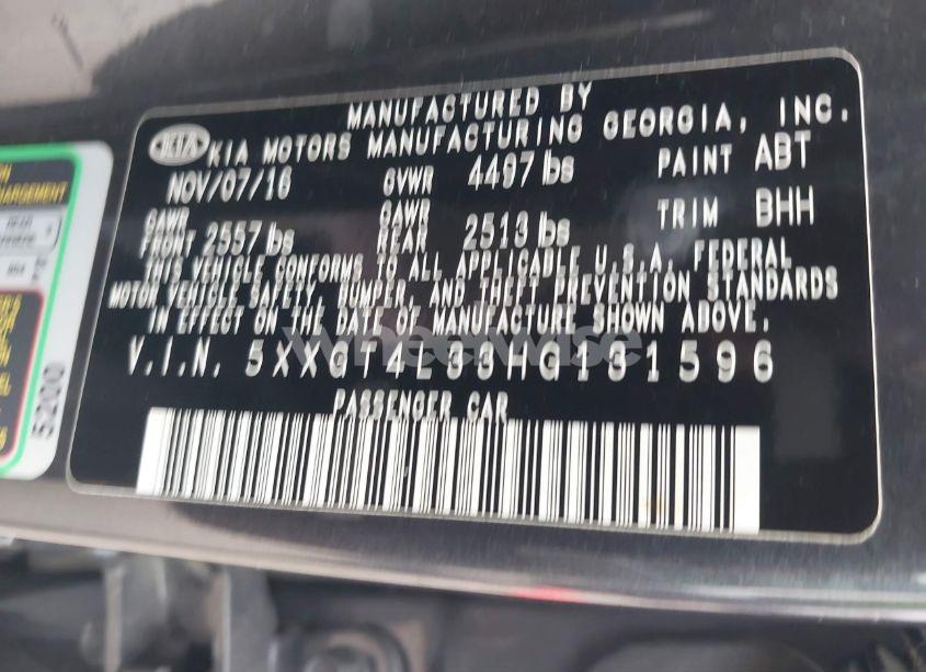 Photo 9 of 2017 Kia Optima LX (VIN 5XXGT4L33HG131596)