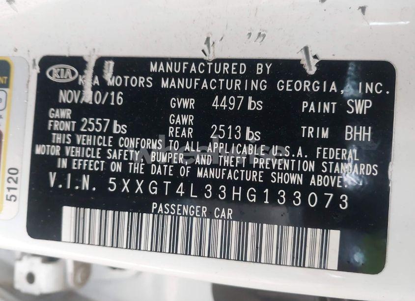 Photo 9 of 2017 Kia Optima LX (VIN 5XXGT4L33HG133073)