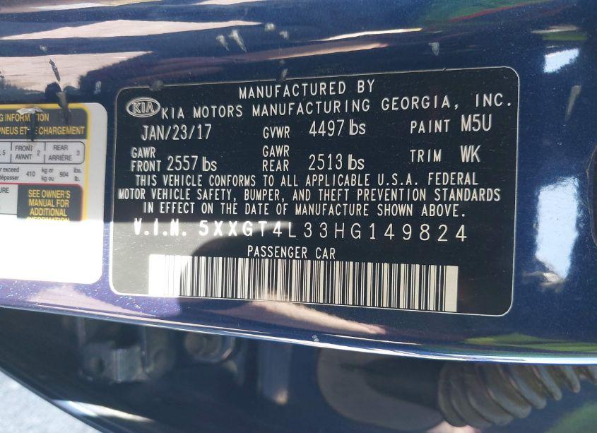 Photo 9 of 2017 Kia Optima LX (VIN 5XXGT4L33HG149824)