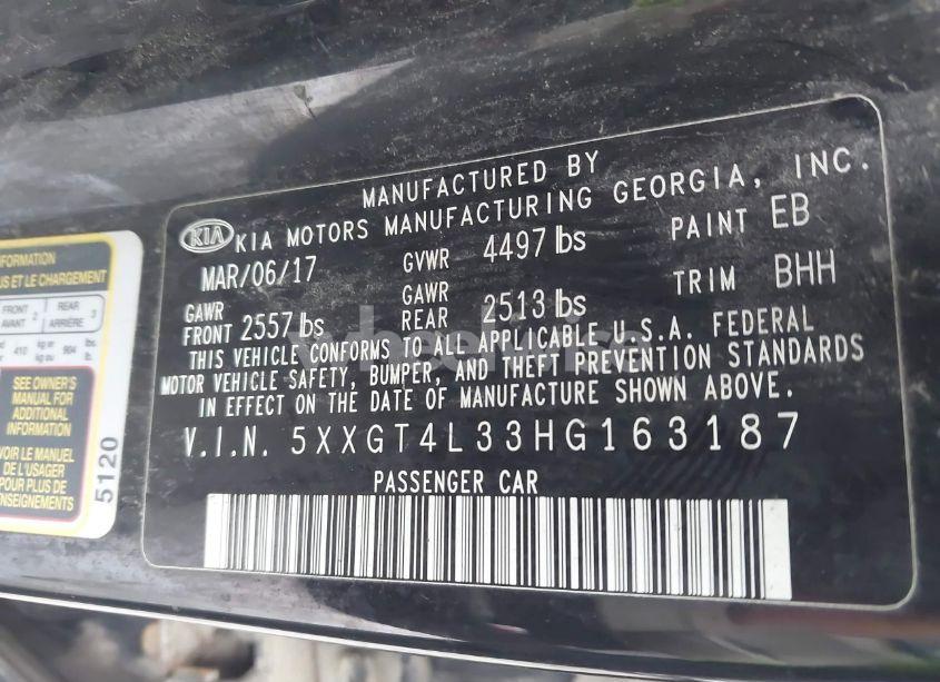 Photo 9 of 2017 Kia Optima LX (VIN 5XXGT4L33HG163187)