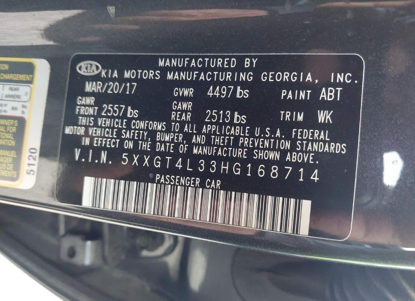 Photo 9 of 2017 Kia Optima LX (VIN 5XXGT4L33HG168714)