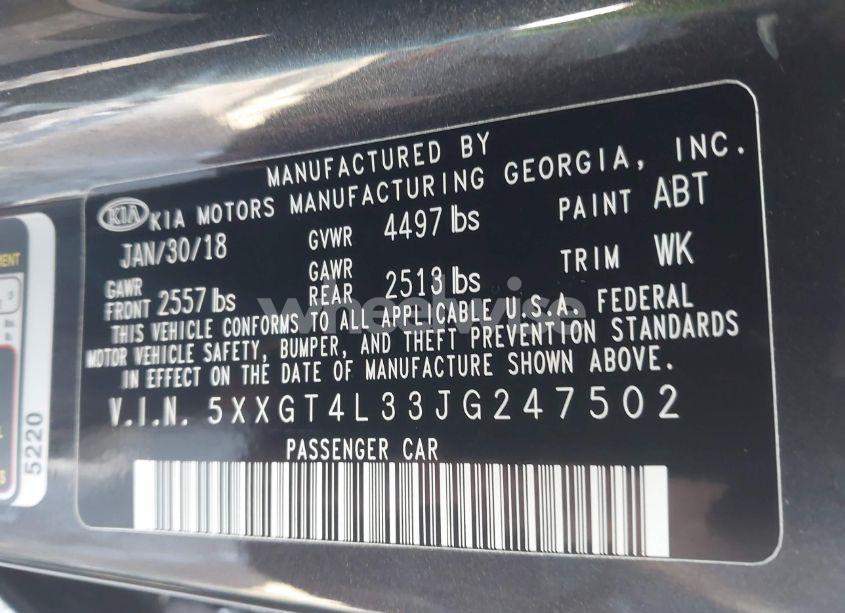 Photo 9 of 2018 Kia Optima S (VIN 5XXGT4L33JG247502)