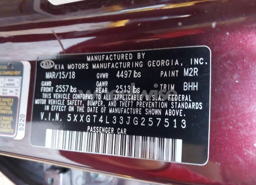 Photo 9 of 2018 Kia Optima LX (VIN 5XXGT4L33JG257513)