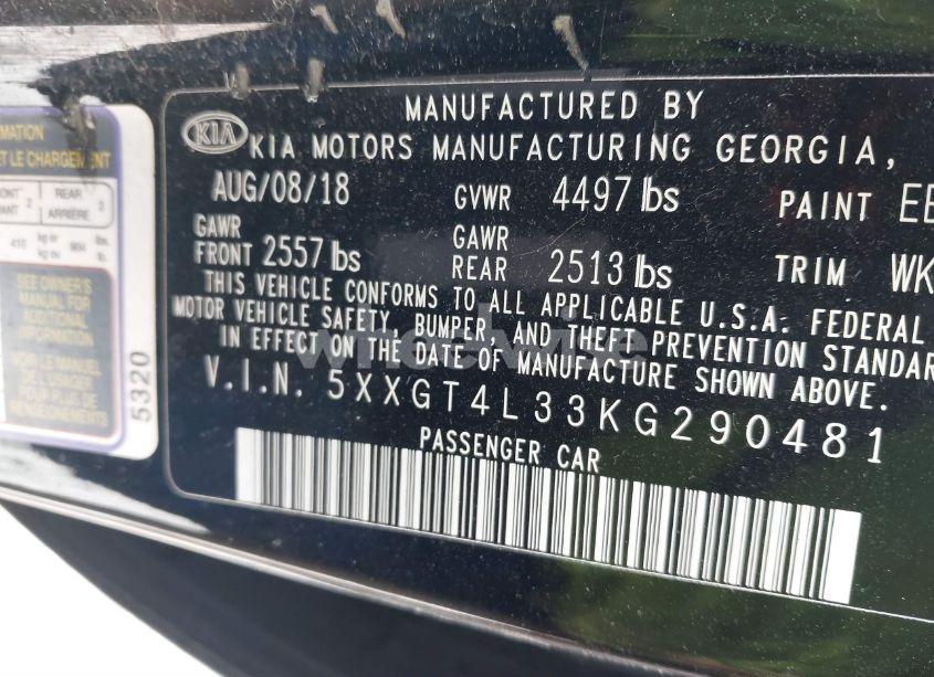 Photo 9 of 2019 Kia Optima S (VIN 5XXGT4L33KG290481)