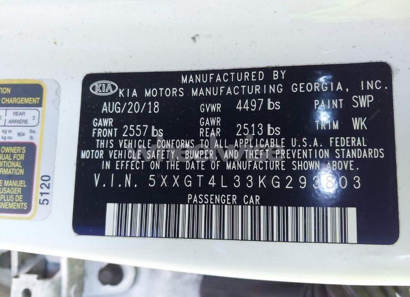 Photo 9 of 2019 Kia Optima LX (VIN 5XXGT4L33KG293803)