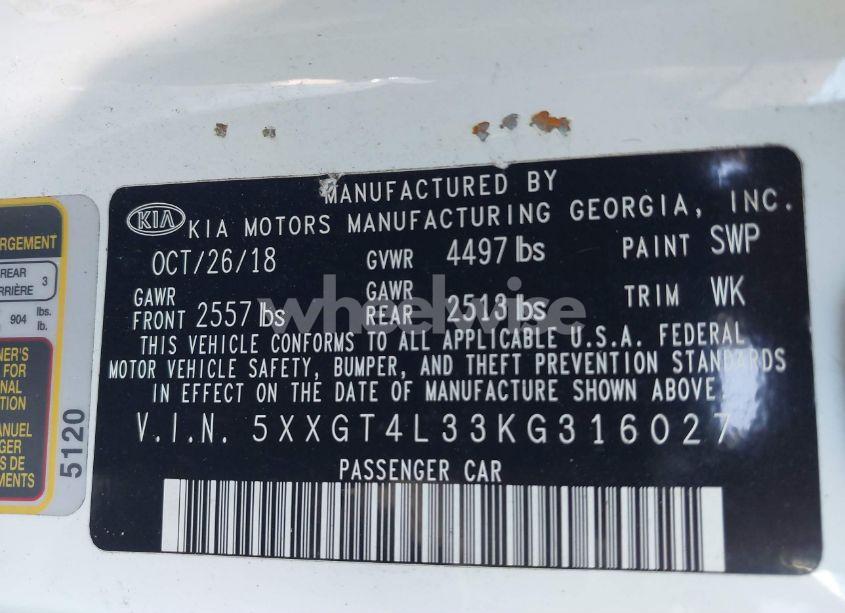 Photo 9 of 2019 Kia Optima LX (VIN 5XXGT4L33KG316027)