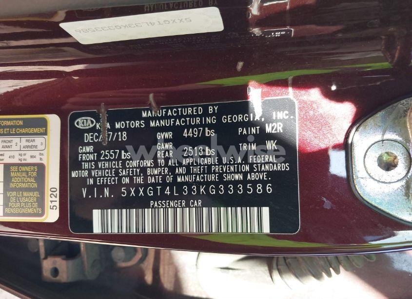 Photo 9 of 2019 Kia Optima LX (VIN 5XXGT4L33KG333586)