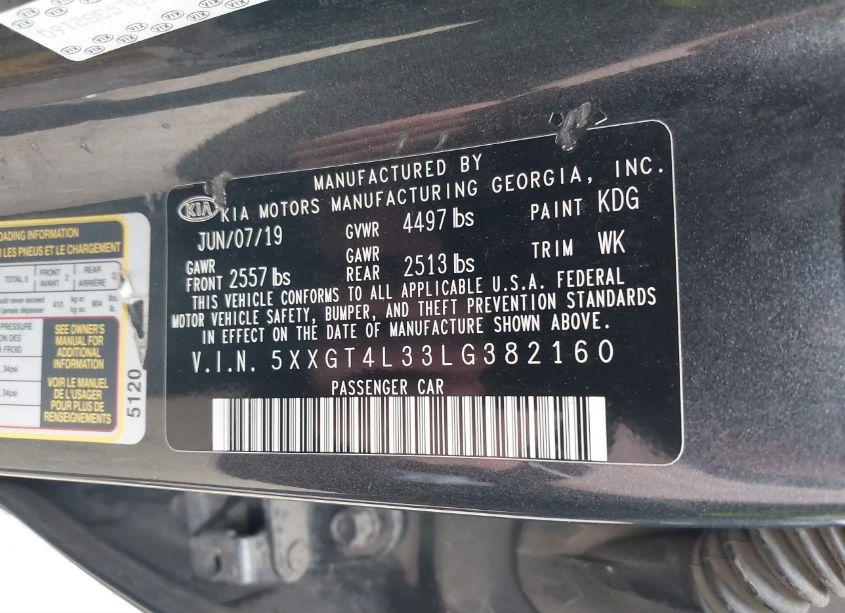 Photo 9 of 2020 Kia Optima LX (VIN 5XXGT4L33LG382160)