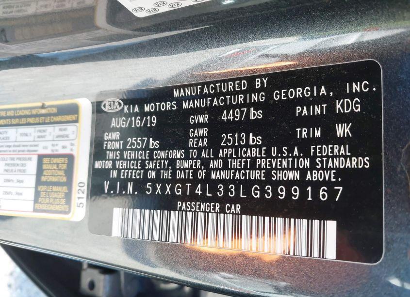 Photo 9 of 2020 Kia Optima LX (VIN 5XXGT4L33LG399167)