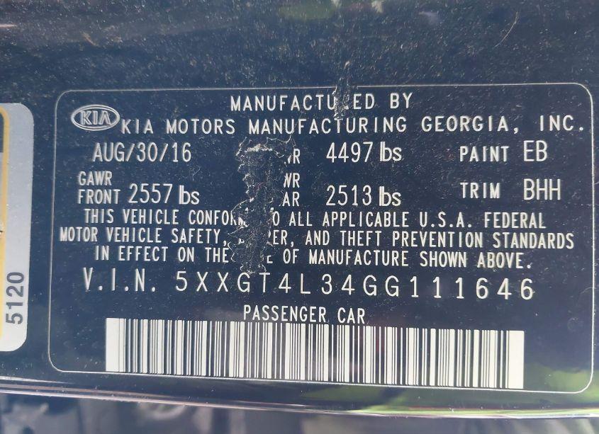 Photo 9 of 2016 Kia Optima LX (VIN 5XXGT4L34GG111646)