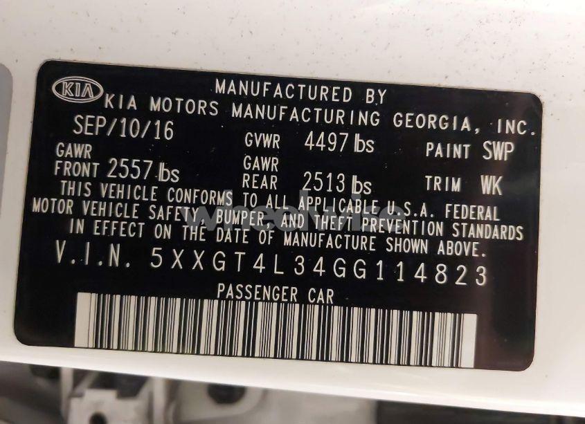 Photo 9 of 2016 Kia Optima LX (VIN 5XXGT4L34GG114823)