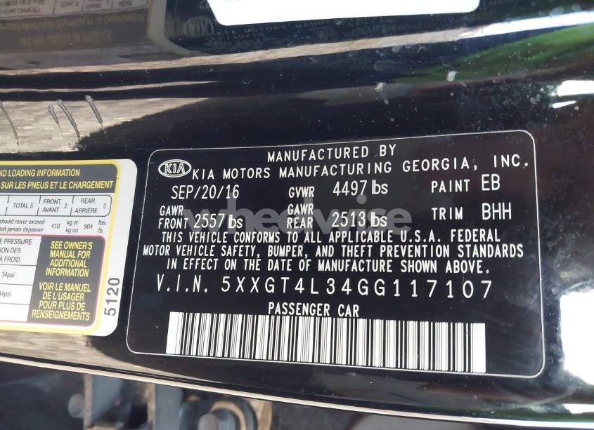 Photo 9 of 2016 Kia Optima LX (VIN 5XXGT4L34GG117107)