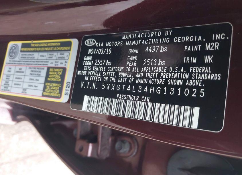 Photo 9 of 2017 Kia Optima LX (VIN 5XXGT4L34HG131025)