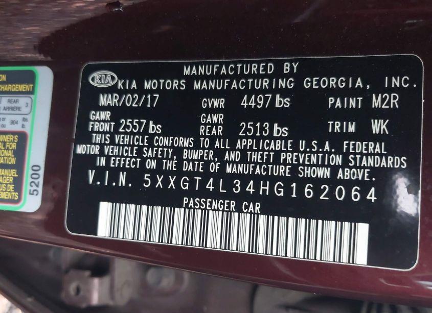 Photo 9 of 2017 Kia Optima LX (VIN 5XXGT4L34HG162064)