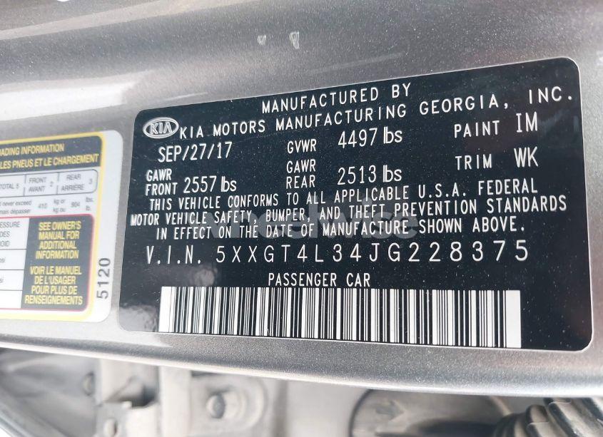 Photo 9 of 2018 Kia Optima LX (VIN 5XXGT4L34JG228375)