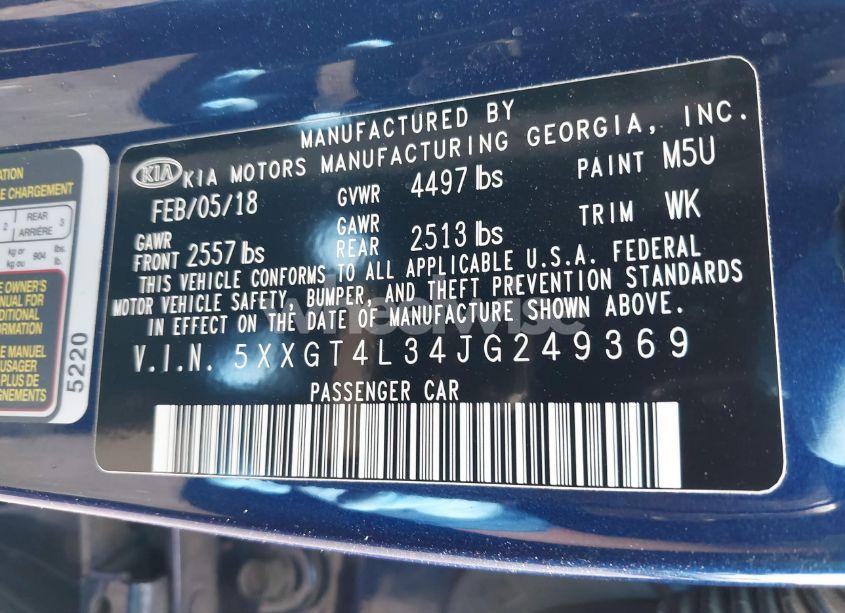 Photo 9 of 2018 Kia Optima S (VIN 5XXGT4L34JG249369)