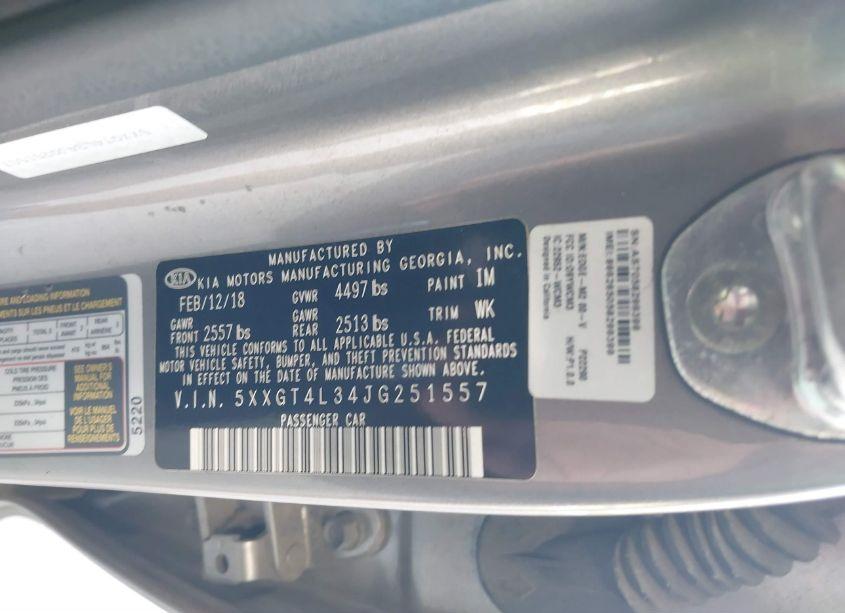 Photo 9 of 2018 Kia Optima LX (VIN 5XXGT4L34JG251557)