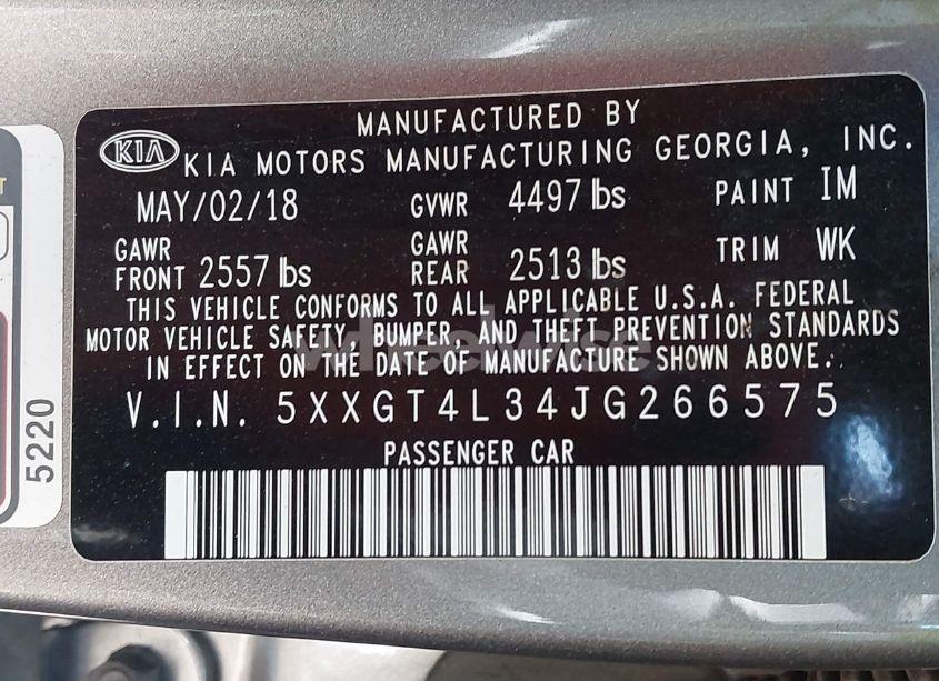 Photo 9 of 2018 Kia Optima LX (VIN 5XXGT4L34JG266575)