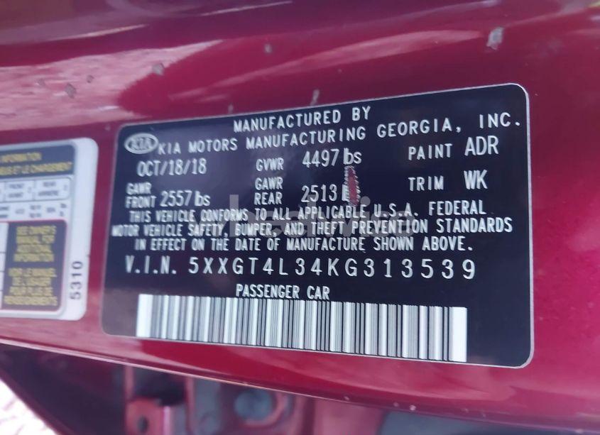 Photo 9 of 2019 Kia Optima S (VIN 5XXGT4L34KG313539)