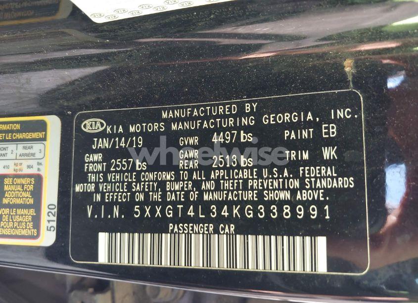 Photo 9 of 2019 Kia Optima LX (VIN 5XXGT4L34KG338991)