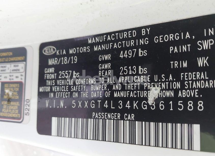 Photo 9 of 2019 Kia Optima LX (VIN 5XXGT4L34KG361588)