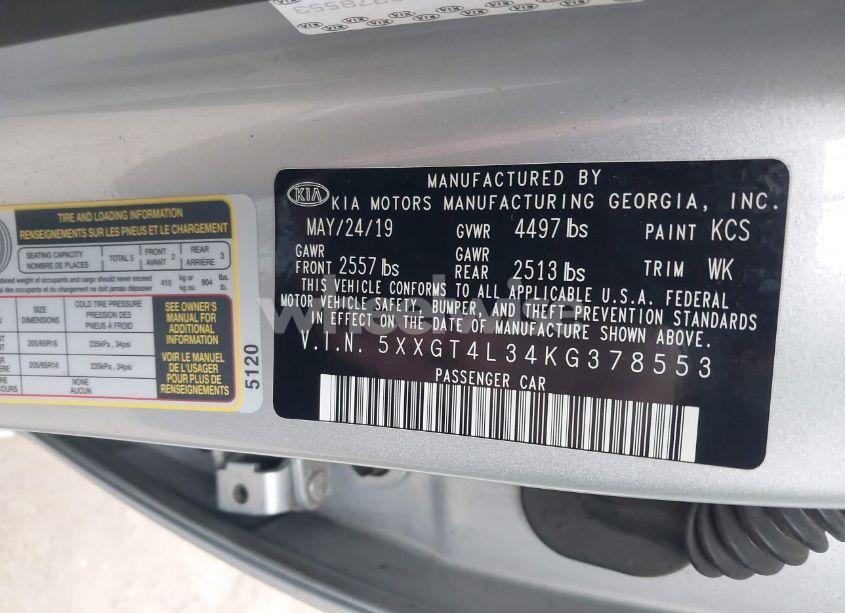 Photo 9 of 2019 Kia Optima LX (VIN 5XXGT4L34KG378553)