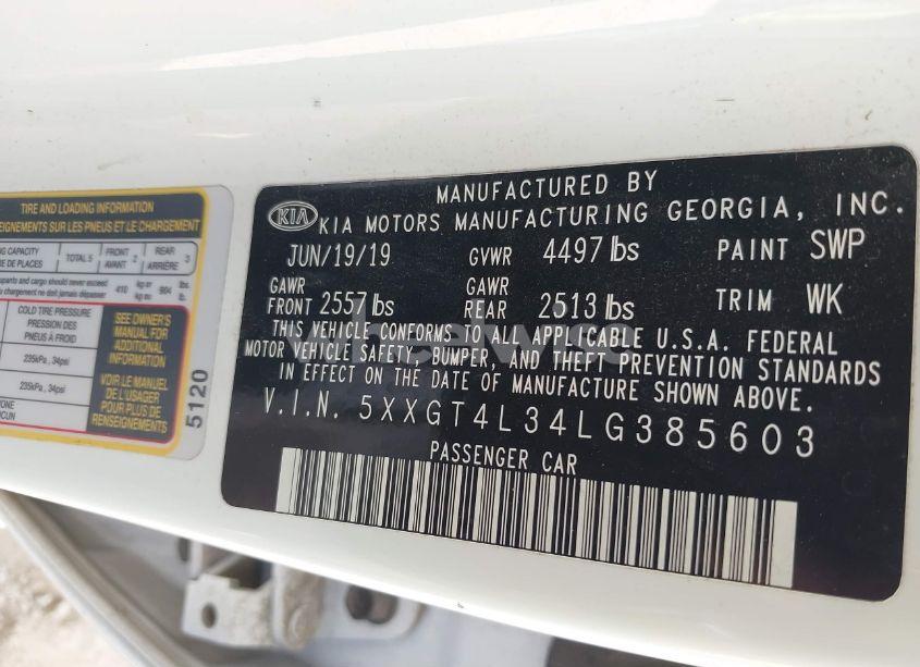 Photo 9 of 2020 Kia Optima LX (VIN 5XXGT4L34LG385603)