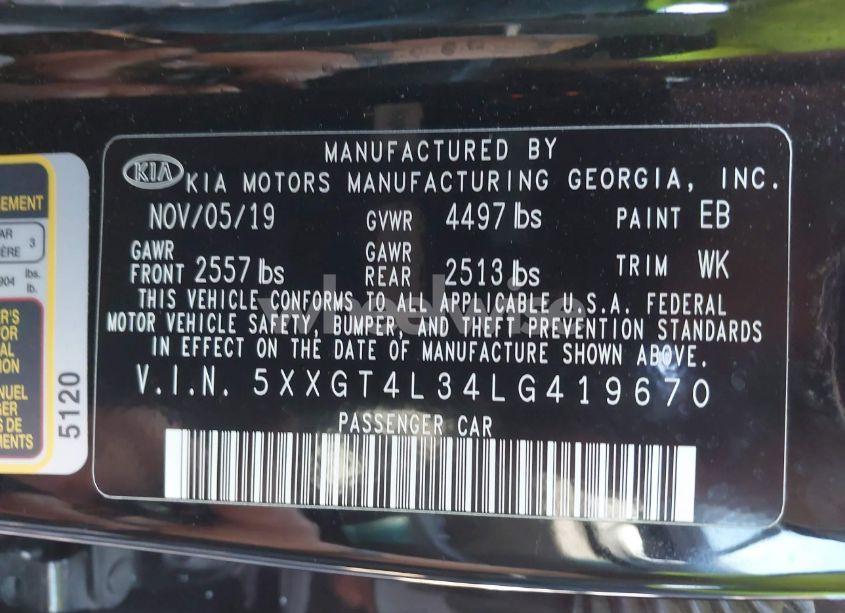 Photo 9 of 2020 Kia Optima LX (VIN 5XXGT4L34LG419670)