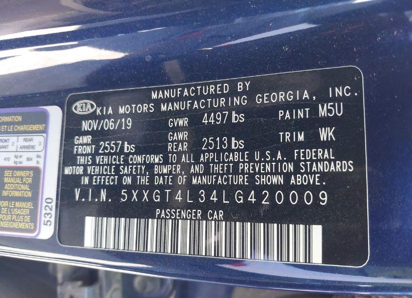Photo 9 of 2020 Kia Optima S (VIN 5XXGT4L34LG420009)