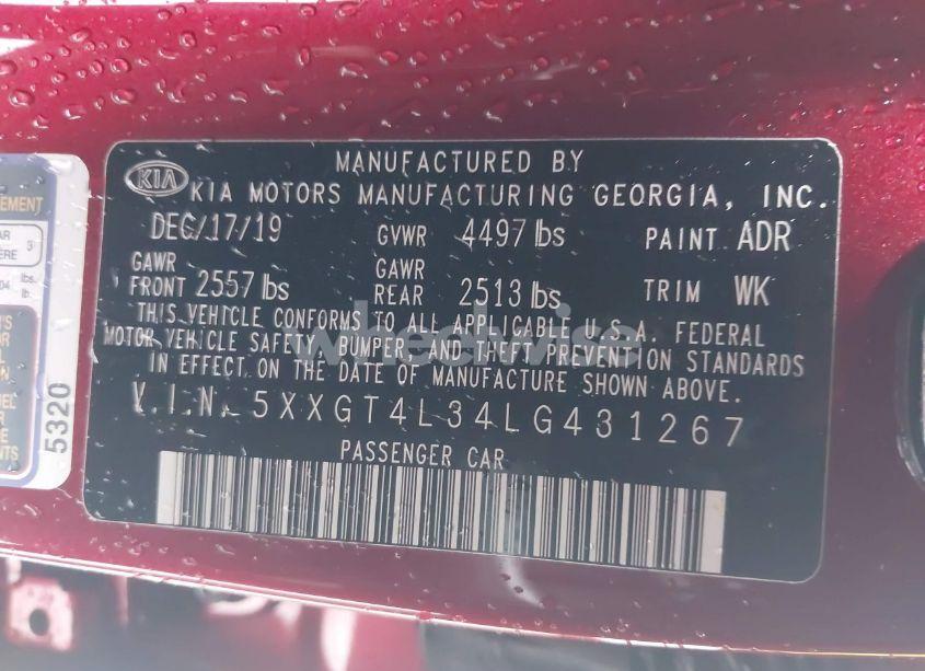 Photo 9 of 2020 Kia Optima SE (VIN 5XXGT4L34LG431267)