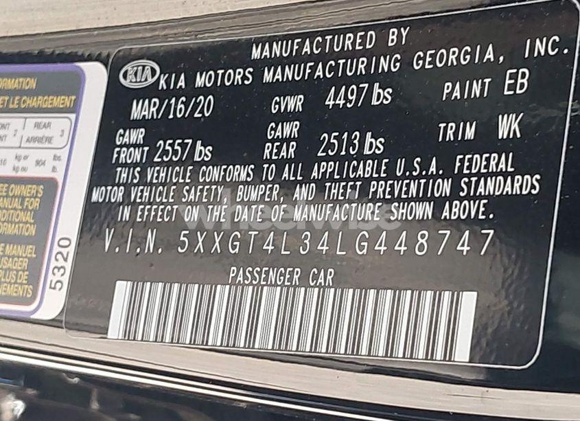 Photo 9 of 2020 Kia Optima S (VIN 5XXGT4L34LG448747)