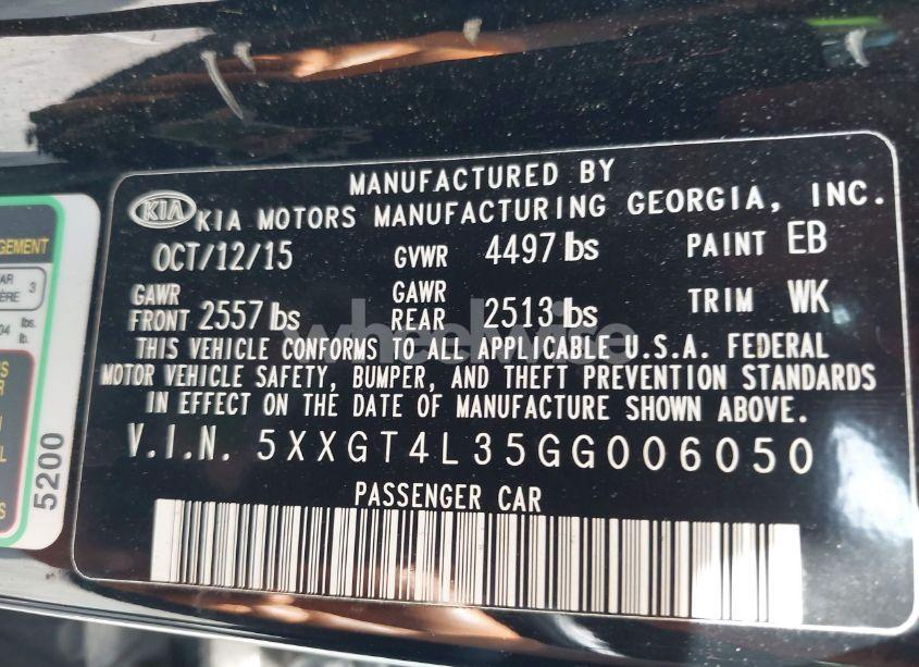 Photo 9 of 2016 Kia Optima LX (VIN 5XXGT4L35GG006050)