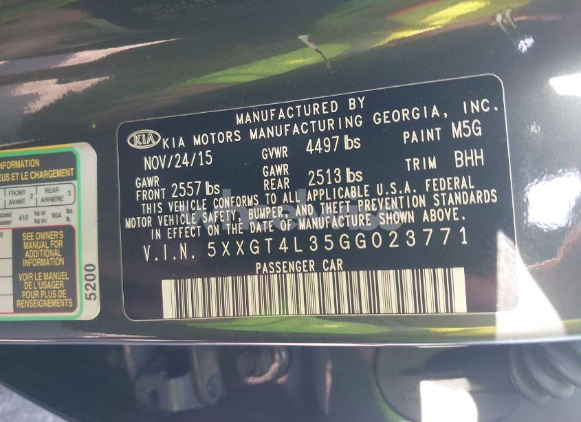 Photo 9 of 2016 Kia Optima LX (VIN 5XXGT4L35GG023771)