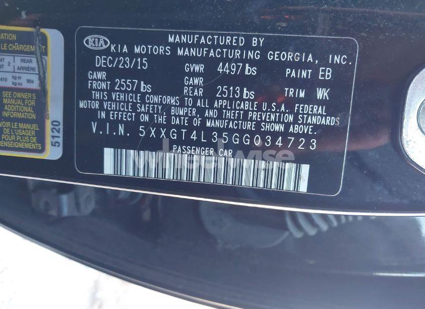 Photo 9 of 2016 Kia Optima LX (VIN 5XXGT4L35GG034723)