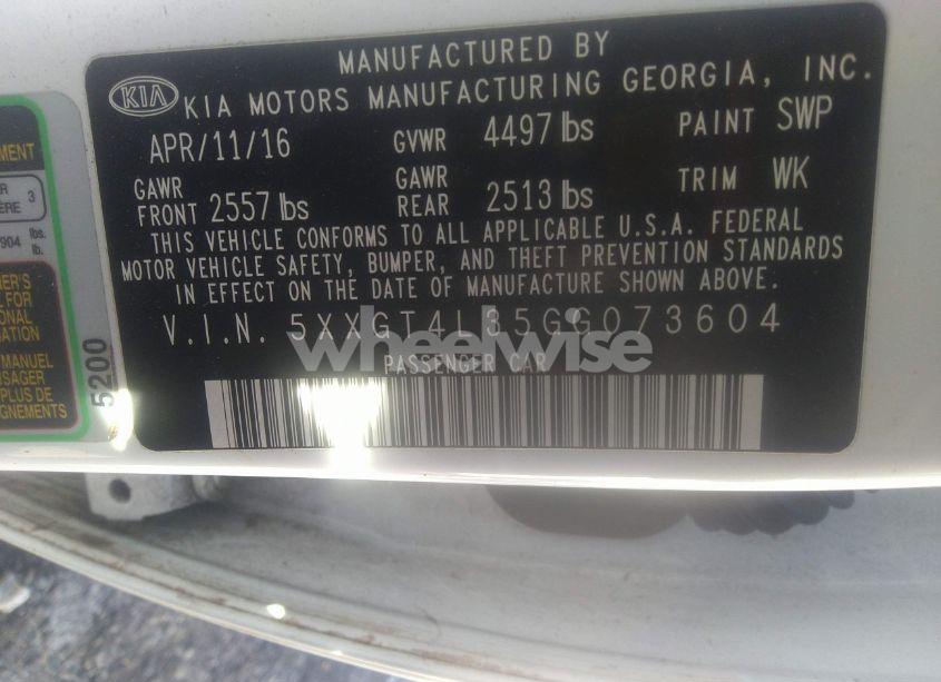 Photo 9 of 2016 Kia Optima LX (VIN 5XXGT4L35GG073604)