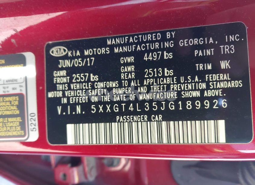 Photo 9 of 2018 Kia Optima S (VIN 5XXGT4L35JG189926)