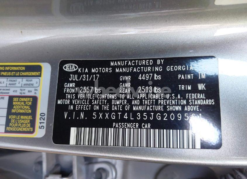 Photo 9 of 2018 Kia Optima LX (VIN 5XXGT4L35JG209561)