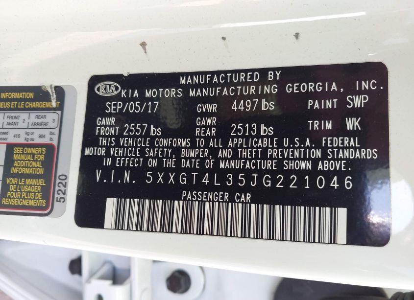 Photo 9 of 2018 Kia Optima S (VIN 5XXGT4L35JG221046)