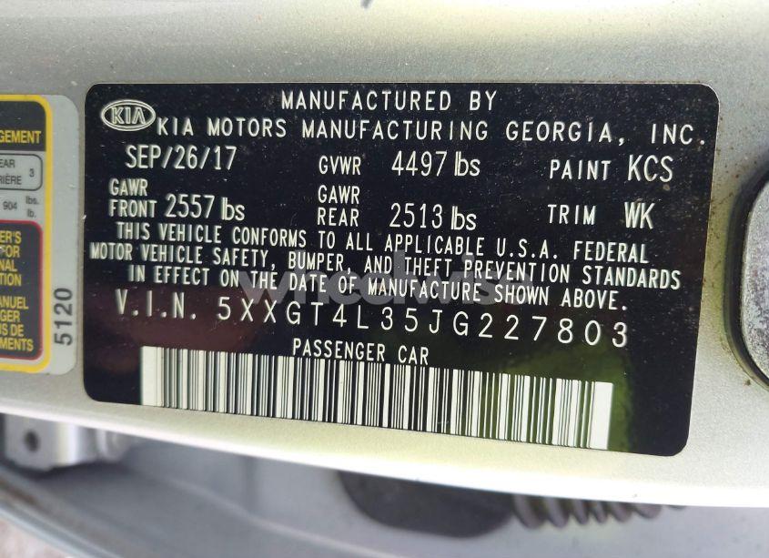 Photo 9 of 2018 Kia Optima LX (VIN 5XXGT4L35JG227803)