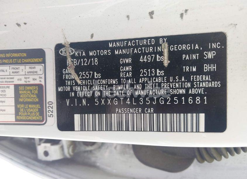 Photo 9 of 2018 Kia Optima LX (VIN 5XXGT4L35JG251681)