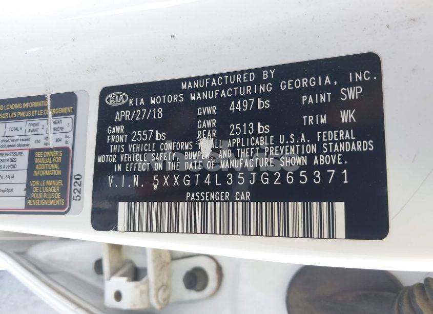 Photo 9 of 2018 Kia Optima LX (VIN 5XXGT4L35JG265371)