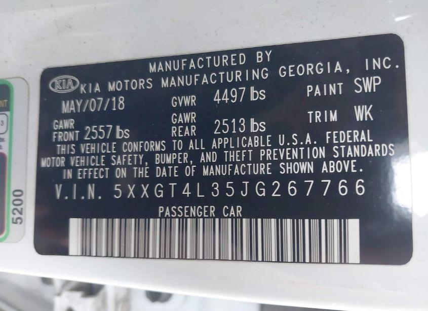 Photo 9 of 2018 Kia Optima LX (VIN 5XXGT4L35JG267766)