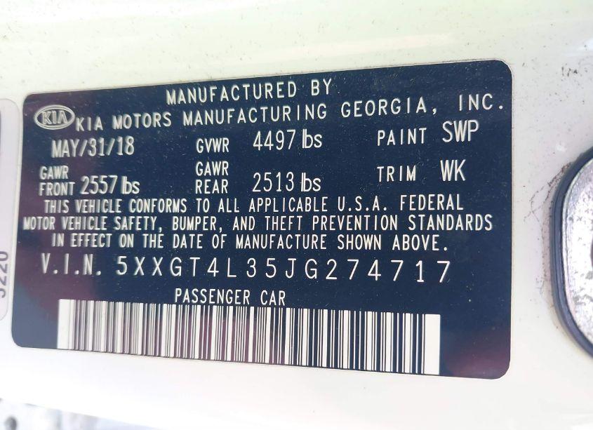 Photo 9 of 2018 Kia Optima LX (VIN 5XXGT4L35JG274717)