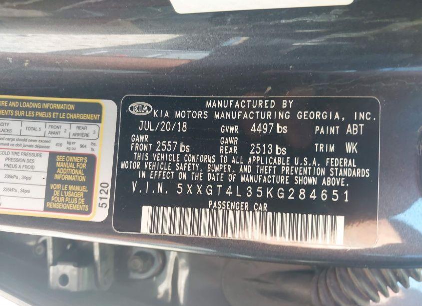 Photo 9 of 2019 Kia Optima LX (VIN 5XXGT4L35KG284651)