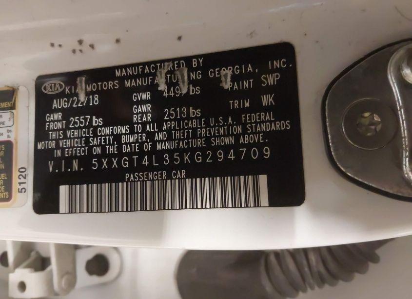 Photo 9 of 2019 Kia Optima LX (VIN 5XXGT4L35KG294709)