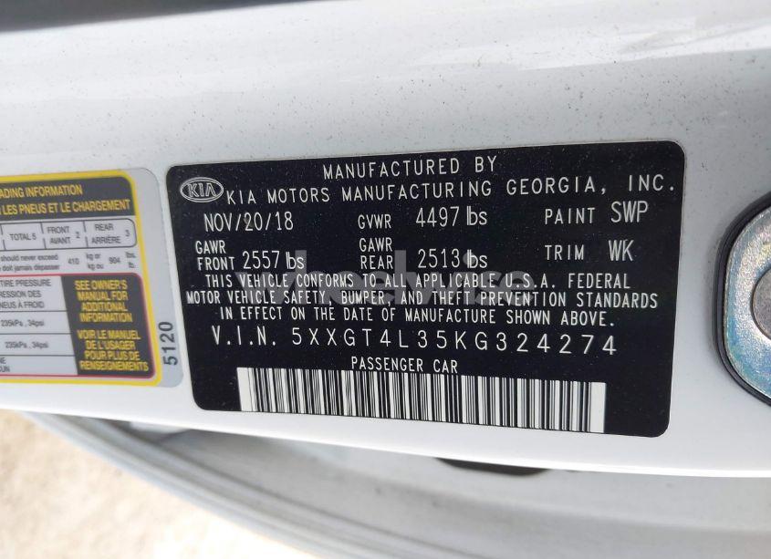 Photo 9 of 2019 Kia Optima LX (VIN 5XXGT4L35KG324274)