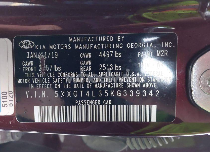 Photo 9 of 2019 Kia Optima LX (VIN 5XXGT4L35KG339342)