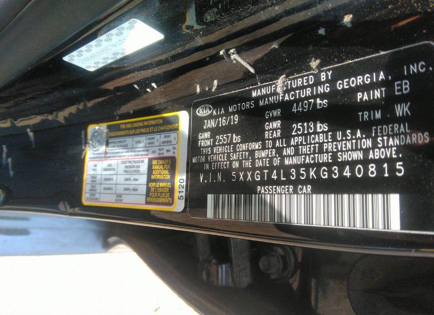 Photo 9 of 2019 Kia Optima LX (VIN 5XXGT4L35KG340815)